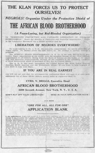 African Blood Brotherhood Poster